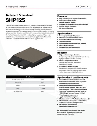 SHP 125 Data sheet